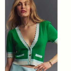 Anthropologie Kids Green and Light Blue Cardigan